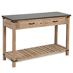 Luxen Home Two-Drawer Wood Console Table in Brown/Grey