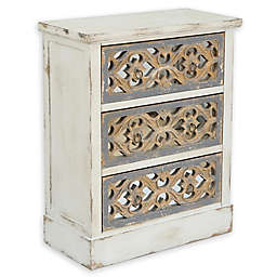 Luxen Home Rustic 3-Drawer Wood Accent Chest in White/Natural