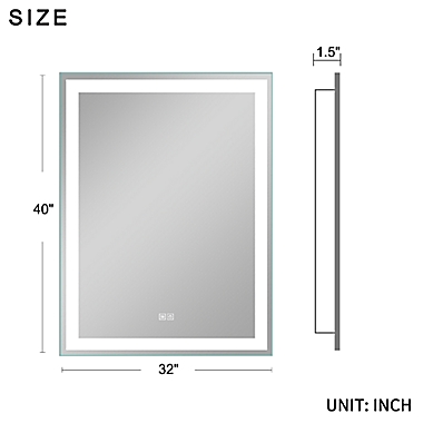 Neutype 32-Inch x 40-Inch Smart LED Anti-Fog Rectangular Wall Mirror in Silver. View a larger version of this product image.