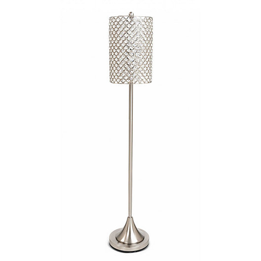 Alternate image 1 for HomeRoots Metal Floor Lamp in Silver with Crystal Bead Shade