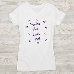 Somebody Loves Me Personalized Girl's Fitted Tee