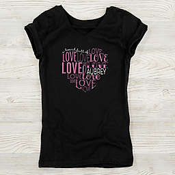 A Heart Full Of Love Personalized V-Day Girl's Fitted Tee
