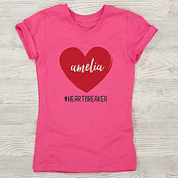 Scripty Heart Personalized V-Day Girl's Fitted Tee