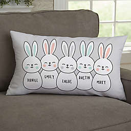 Bunny Family Lumbar Velvet Throw Pillow