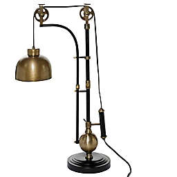 Ridge Road Décor Industrial Modern Table Lamp in Black/Gold with Metal Shade