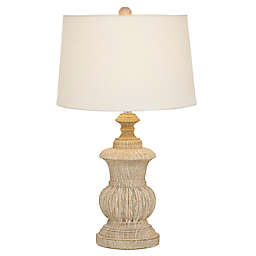Ridge Road Décor Mango Wood Table Lamp in Brown with Linen Shade