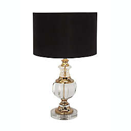 Ridge Road Décor Clear Crystal Table Lamp with Black Linen Shade