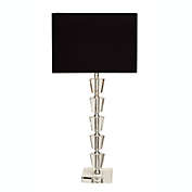 Ridge Road D&eacute;cor Crystal Table Lamp in Silver with Linen Shade