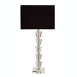 Ridge Road Décor Crystal Table Lamp in Silver with Linen Shade