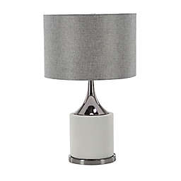 Ridge Road Décor Traditional Table Lamp in Grey with Linen Shade