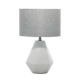 Ridge Road Décor Transitional Cement Table Lamp in Grey with Linen Shade