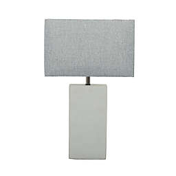 Ridge Road Décor Rectangular Table Lamp in White with Linen Shade