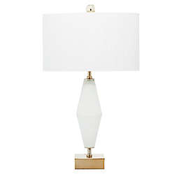 Ridge Road Décor Transitional Table Lamp in Gold/White with Linen Shade
