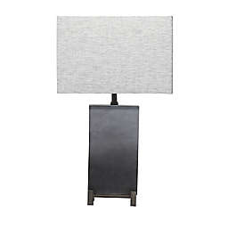 Ridge Road Décor Rectangular Transitional Table Lamp in Grey with Linen Shade