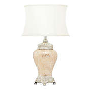 Ridge Road D&eacute;cor Rustic Table Lamp in Beige with Linen Shade