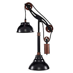 Ridge Road Décor Industrial Modern Table Lamp in Black/Copper with Metal Shade