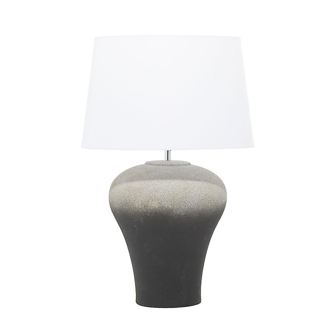 15" x 23.75" Ombre Textured Ceramic Table Lamp with Shade White - Olivia & May
