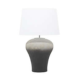 Ridge Road Décor Ombre Ceramic Table Lamp in Black/Grey with Linen Shade