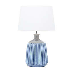 Ridge Road Decor Ribbed Table Lamp in Blue