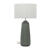 Ridge Road D&eacute;cor Ribbed Table Lamp in Grey with Linen Shade