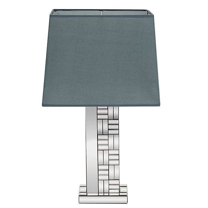 Zimlay Silver Wood And Glass Mirror Glam Table Lamp 67930, Mirrored Table Lamp