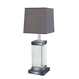 Ridge Road Décor Crystal Glam Table Lamp in Grey with Fabric Shade