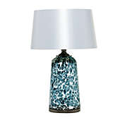 Ridge Road D&eacute;cor Coastal Glass Table Lamp in Blue with Polyester Shade