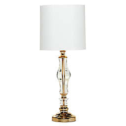 Ridge Road Décor Faux Crystal Table Lamp in Gold/White with Fabric Shade