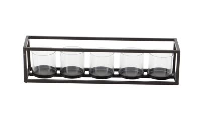 Ridge Road D&eacute;cor Iron and Glass 5-Candle Votive Holder in Black