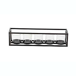 Ridge Road Décor Iron and Glass 5-Candle Votive Holder in Black