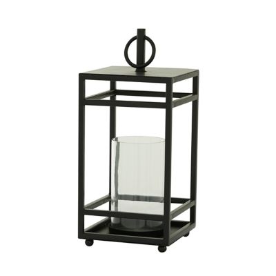 Ridge Road D&eacute;cor Contemporary Iron 18.6-Inch Lantern Candle Holder in Black