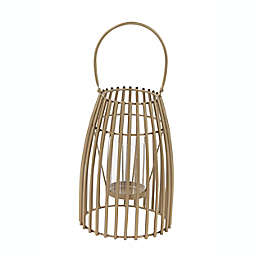 Ridge Road Décor Contemporary Iron Candle Holder Lantern in Gold