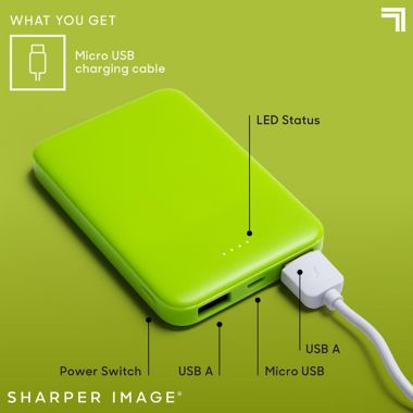 Sharper Image&reg; Impulse 1014033 Power Bank Block in Neon Green. View a larger version of this product image.