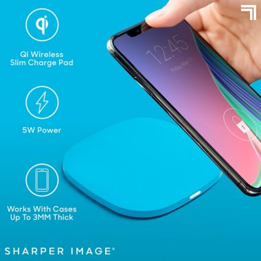 Sharper Image&reg; Wireless Charging Pad in Neon Blue. View a larger version of this product image.