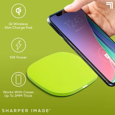 Sharper Image&reg; Wireless Charging Pad in Neon Green. View a larger version of this product image.