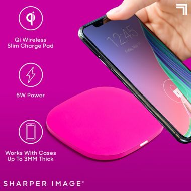 Sharper Image&reg; Wireless Charging Pad in Neon Pink. View a larger version of this product image.
