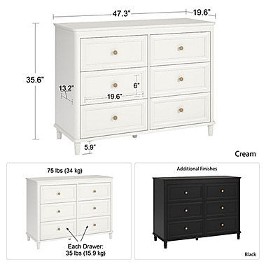 Little Seeds Piper 6-Drawer Double Dresser in Black. View a larger version of this product image.
