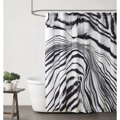 NewTiddliwinks Madagascar Fabric Shower Curtain Brown/White Zebra Print 71x71 