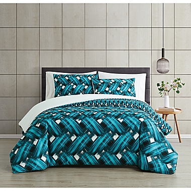 CLASSIC  EASYCARE MULTI TEAL CHECK  DUVET SET IN A CHOICE OF DOUBLE OR KING SIZE 