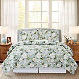 C & F Home Magnolia Garden 3-Piece Reversible Quilt Set in Green