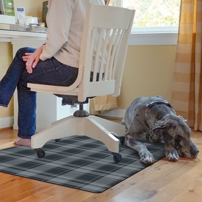 Bungalow Flooring School Plaid 3 X 4 Desk Chair Mat In Black Bed Bath Beyond