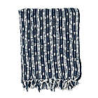 Alternate image 2 for Saro Lifestyle Striped Fringe Throw Blanket in Navy/Blue