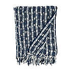 Alternate image 3 for Saro Lifestyle Striped Fringe Throw Blanket in Navy/Blue