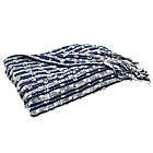 Alternate image 0 for Saro Lifestyle Striped Fringe Throw Blanket in Navy/Blue