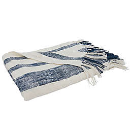 Saro Lifestyle Banded Throw Blanket in Navy/Blue