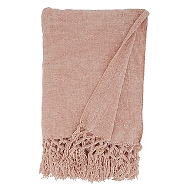 Saro Lifestyle Knotted Chenille Throw Blanket in Blush. View a larger version of this product image.