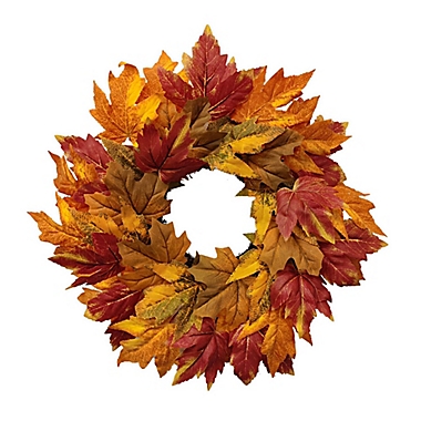 18-Inch Full Bloom Mini Fall Leaves Harvest Wreath. View a larger version of this product image.