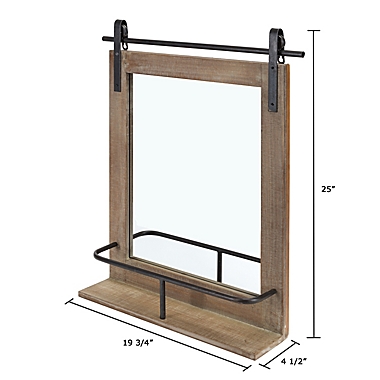 Danya B.&trade; Rustic 19.8-Inch x 25-Inch Industrial Barn Door Wall Mirror with Shelf. View a larger version of this product image.