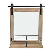 Danya B.&trade; Rustic 19.8-Inch x 25-Inch Industrial Barn Door Wall Mirror with Shelf