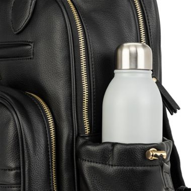 JuJuBe&reg; Million Pockets Faux Leather Diaper Backpack in Black Coffee. View a larger version of this product image.